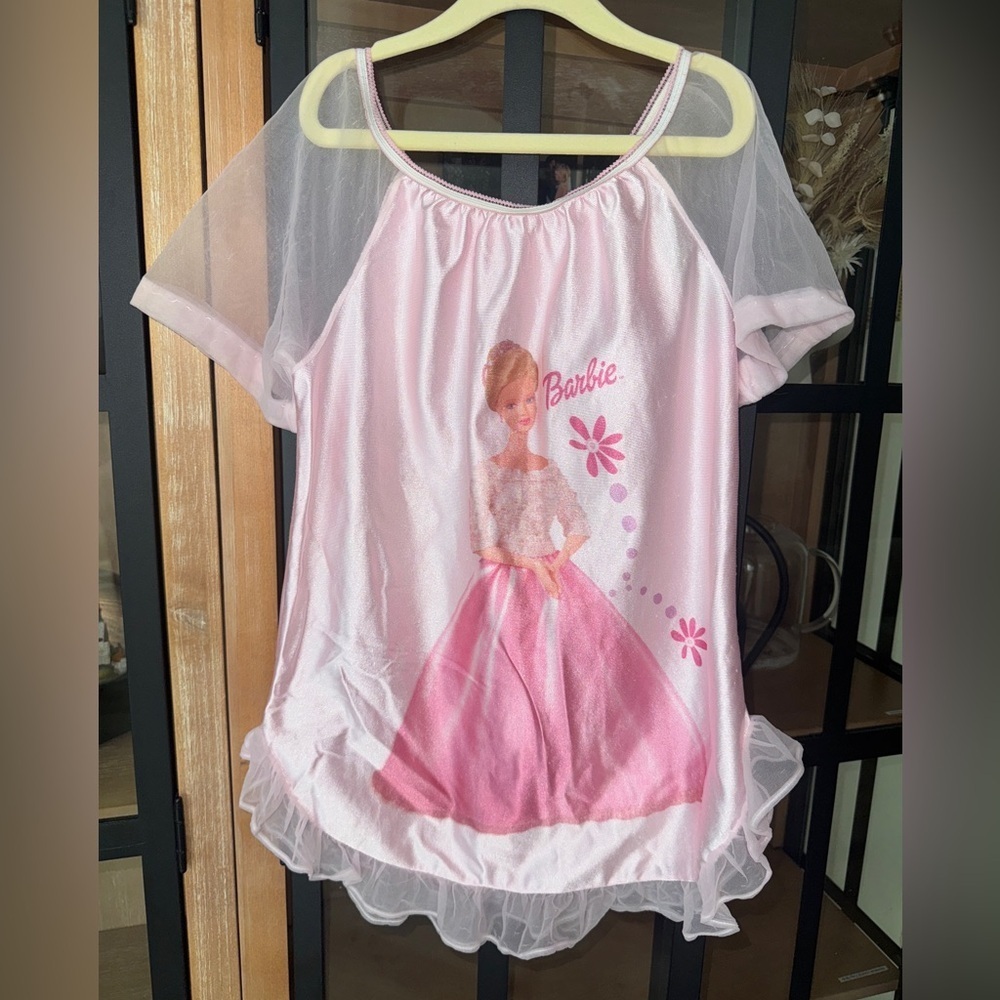 Vintage 2000 Barbie nightgown dress toddler girl y2k doll gown ruffle pajama top
